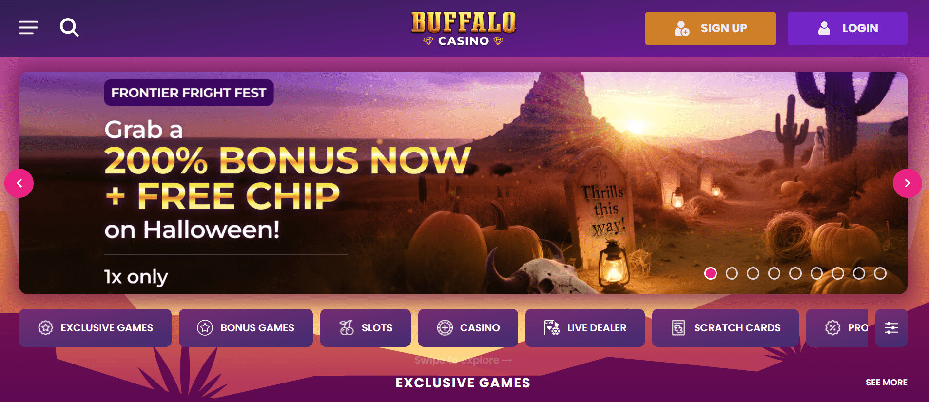 Screenshot of Buffalo Casino big bonus choice for Missouri fans
