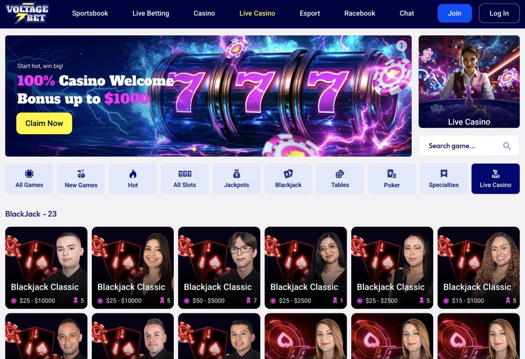 VoltageBet Live Casino Online